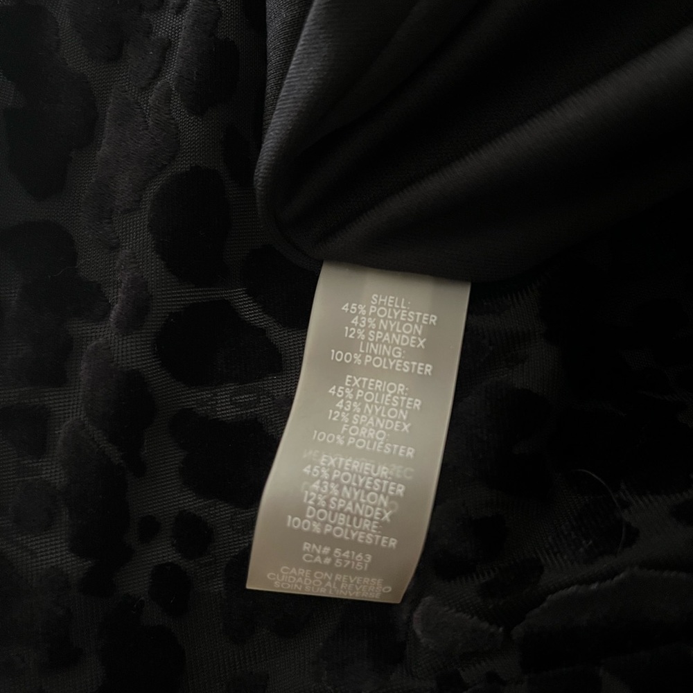 NWT CALVIN KLEIN - Black Velvet Leopard print Faux Wrap Flounce Dress sz 2 - Picture 12 of 15